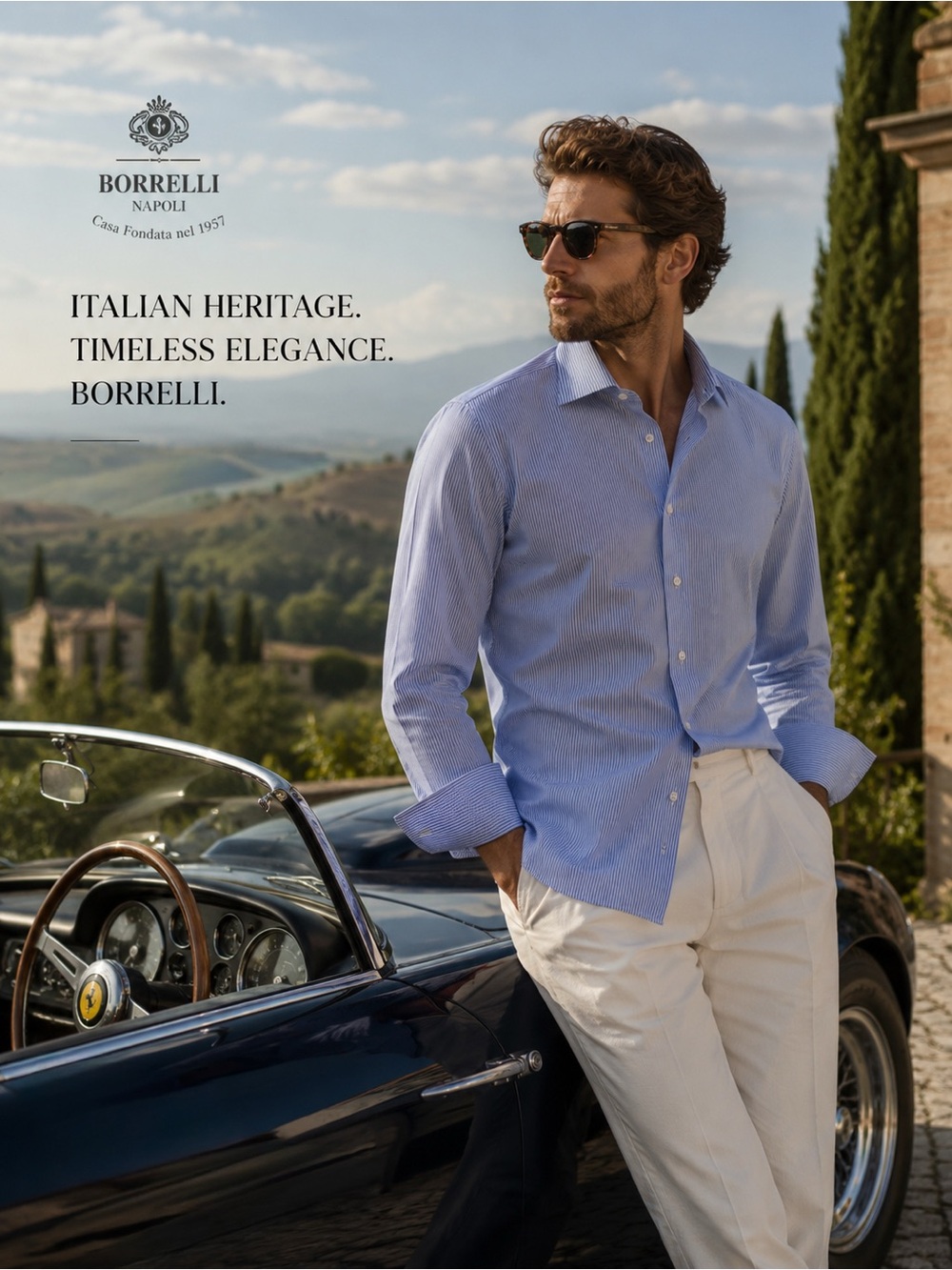 Bergdorf Goodman – Borrelli Men’s Striped Dress Shirt (Blue)